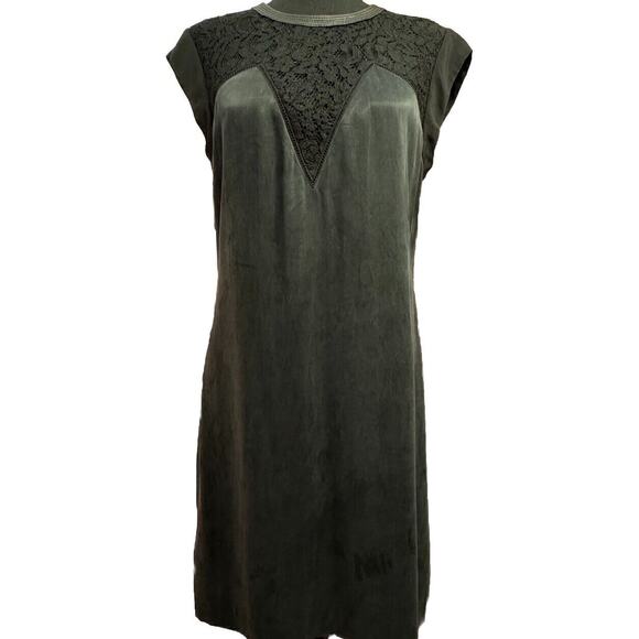 Rebecca Taylor Dress 6 Lace Neck LBD Deep V Cocktail Dress Date Festival Edgy - Picture 1 of 9